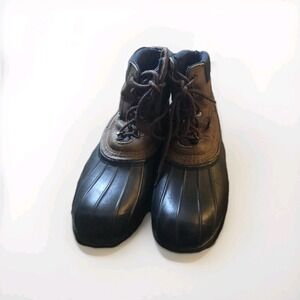 L.L. Bean Men's Bean Boots Size 12M Brown Leather Rubber Duck Boots Made in...
